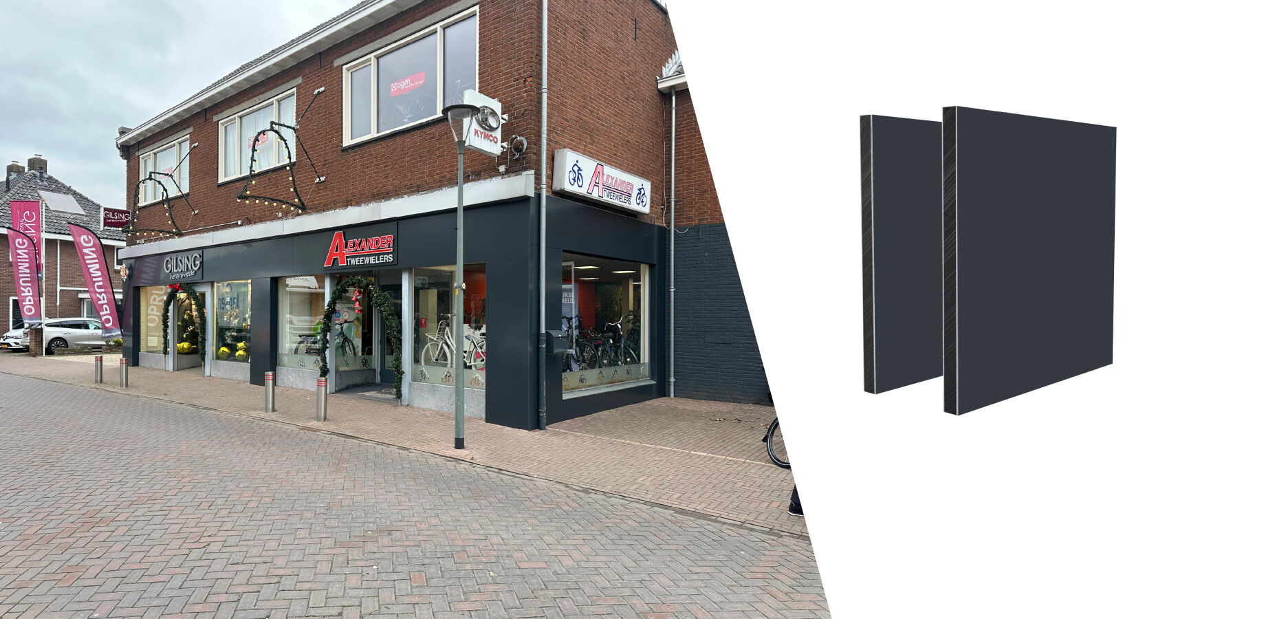 Strakke gevelrenovatie met ALU PE platen in RAL 7016 door Te Mevel vastgoedonderhoud