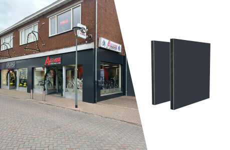 Strakke gevelrenovatie met ALU PE platen in RAL 7016 door Te Mebel vastgoedonderhoud