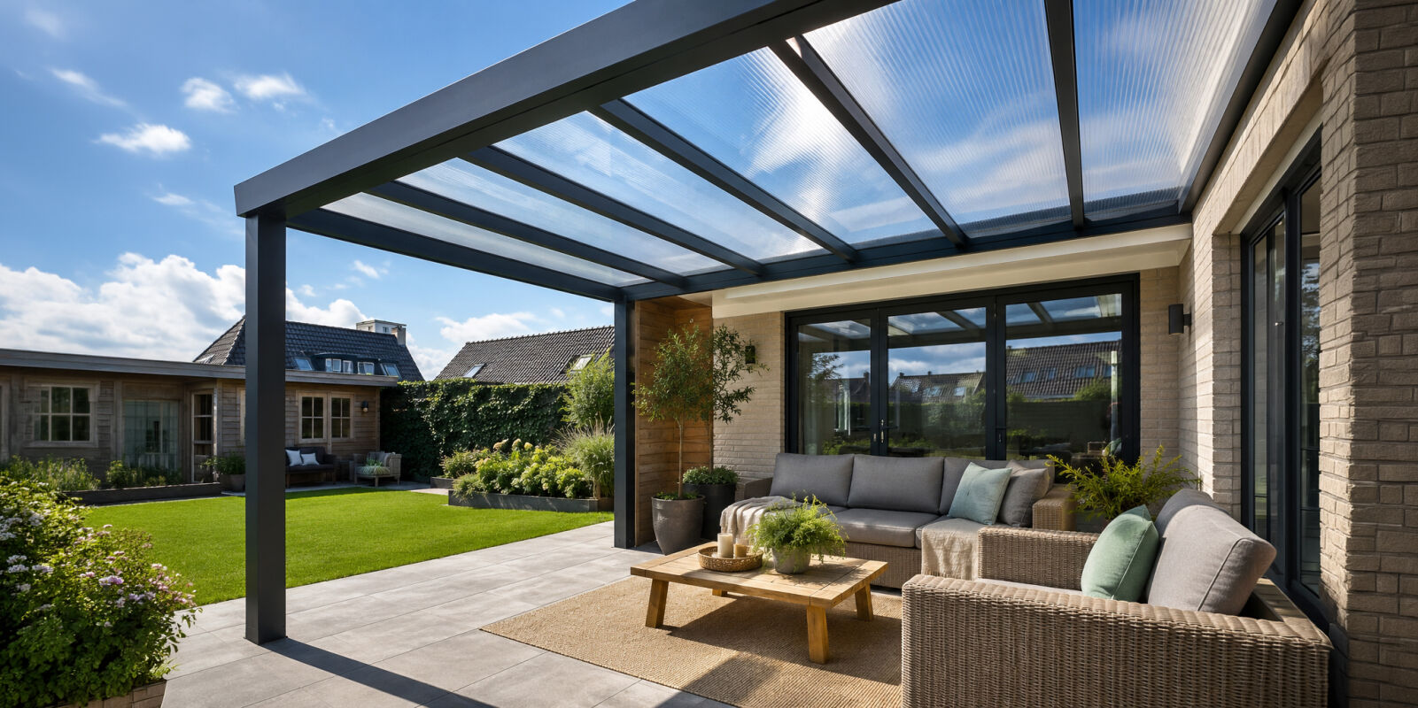 Verandadak van polycarbonaat of glas: welke keuze past bij jouw overkapping?